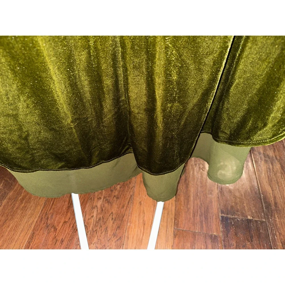 Olive Green‎ Velvet Long Sleeve Open Front EMO Tunic Top Whimsigoth Fairy Goth